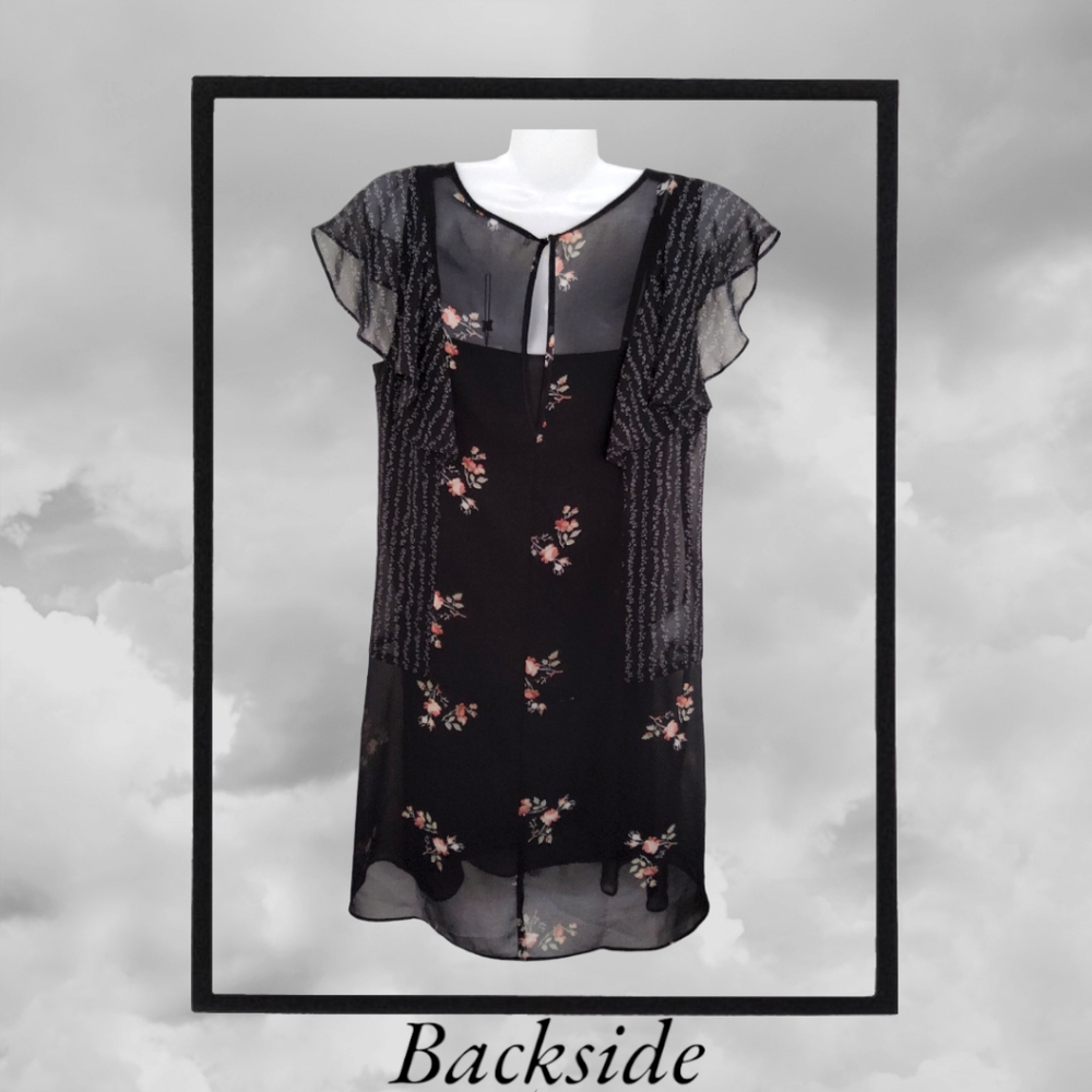 BCBGENERATION!! Popular 2pc Ensemble Black Floral Midi Dress!! A Just-Jen Fav!💖 - Picture 4 of 11